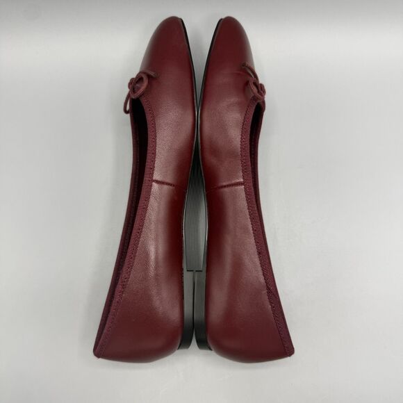 Mango MNG Bow Leather Ballet Flats Burgundy Women Size 36/US 6 - Picture 5 of 9